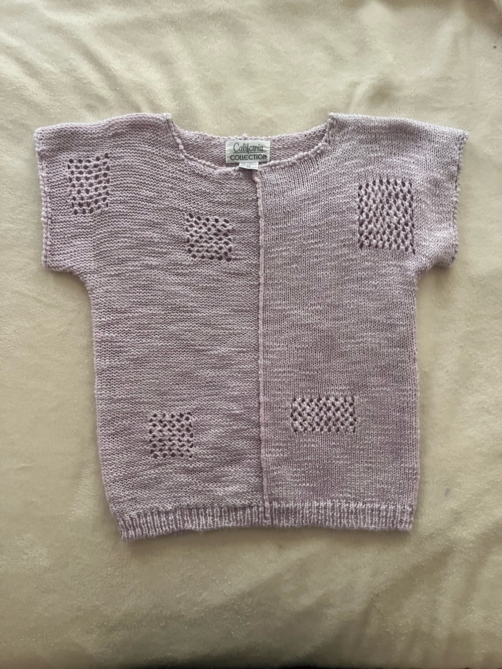 Coldwater Creek Lilac Openwork Square Knit Cardigan